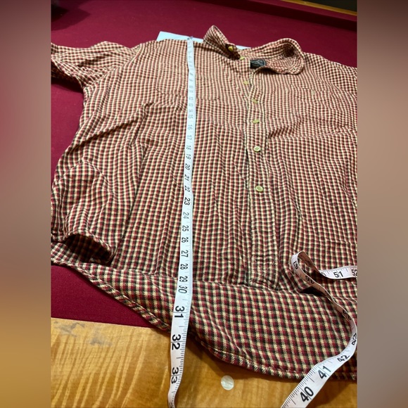 Y2K Abercrombie & Fitch men XL Red Tan checkered Shirt Long Sleeve Pocket Cotton - Picture 12 of 16